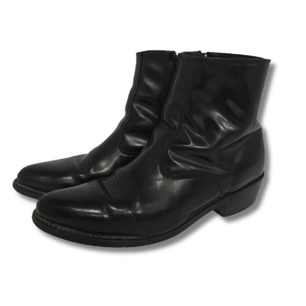 Laredo Fletcher Leather Western Side-Zip Ankle Boots 62001 Black Men's Size 14EW